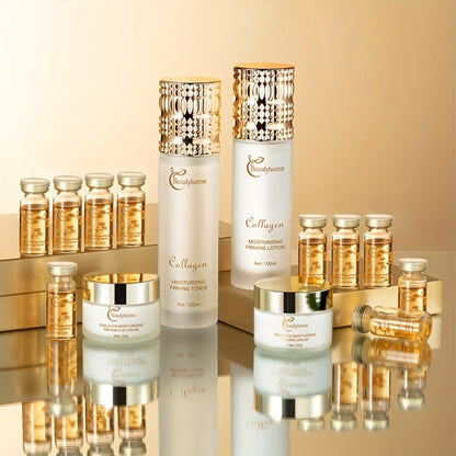 14-Piece Collagen Skincare Gift Set for Women – Hyaluronic Acid & Niacinamide, Deep Hydration, Firming, Brightening, Anti-Aging Luxury Box
