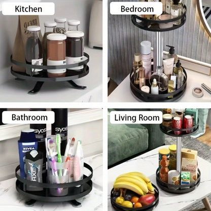 Rotating Spice Rack Kitchen Organizer with One, Two or Three Metal Tiers and 360-Degree Turntable Base