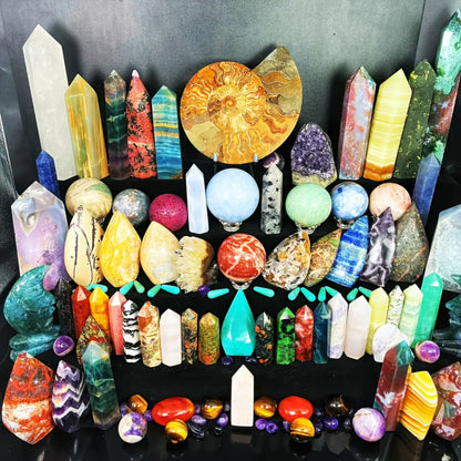 Crystal Gemstone Box Set, Bohemian Natural Raw Healing Stones Assorted Shapes Colorful Lucky Crystals Gift Set for Women