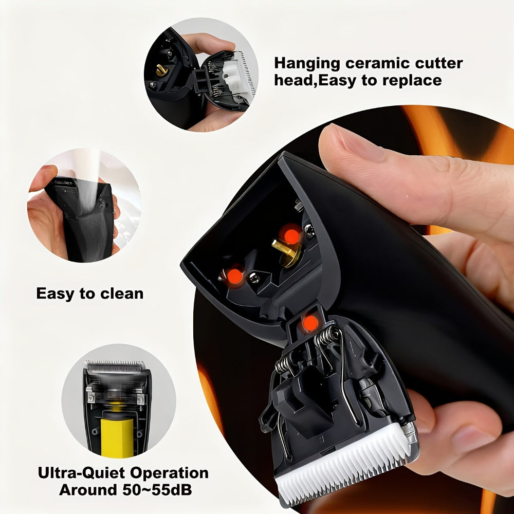 Ceramic Blade IPX7 Waterproof Ball Trimmer for Men Replaceable Head Electric Groin Pubic Body Hair Shaver LED Battery Display Safe Gentle