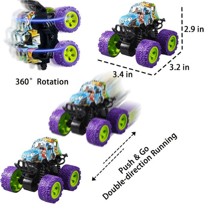 Mini Pull Back Truck Toys Bulk Pack 12pcs, Friction Powered Push & Go Stunt Car Trucks for Boys Girls Kids Teens