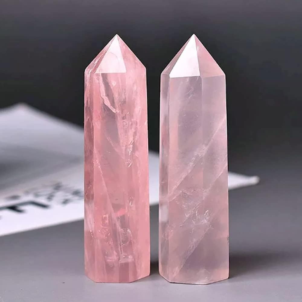 Seven-Piece 2.2-Inch Hexagonal Crystal Tower Set with Seven Assorted Colors for Shelf and Desk Display
