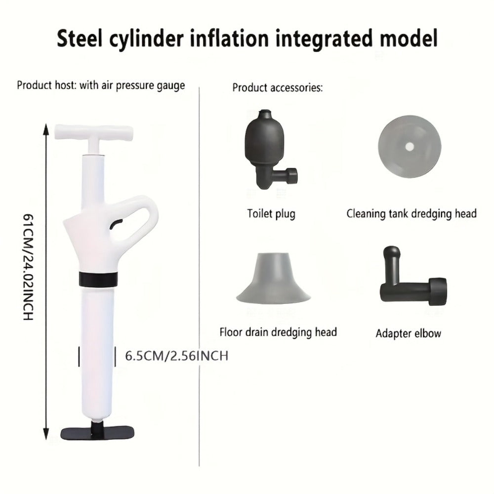 Drainage Spray Gun with Adjustable Pressure – Air Plunger Tool for Unclogging Toilets Sinks & Floor Drains