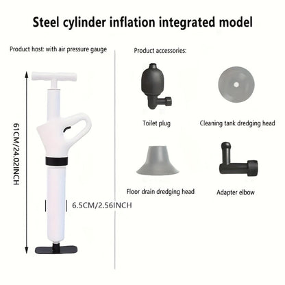 Drainage Spray Gun with Adjustable Pressure – Air Plunger Tool for Unclogging Toilets Sinks & Floor Drains