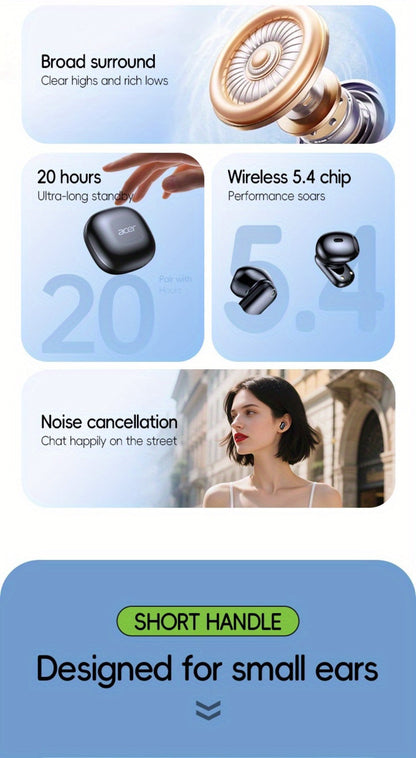 Wireless Earbuds Acer OHR501 Bluetooth 5.4 Semi-In-Ear with Touch Controls, Type-C Case and Eight Colors