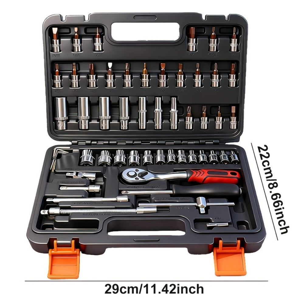 52-Piece Professional Tool Set – Multi-Function Home & Car Repair Toolkit with Portable Toolbox, Ideal Gift for DIY Enthusiasts and Auto