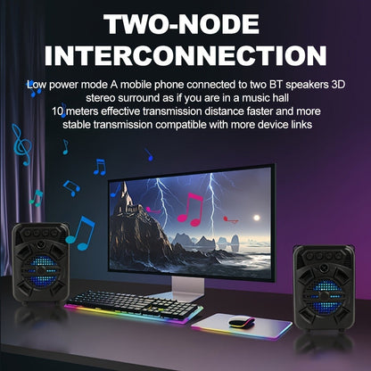 Portable Bluetooth Speaker with LED Light, Stereo Bass and Up to 10 Hours Playtime in Black