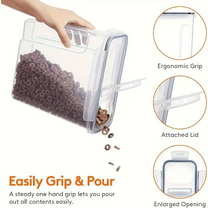 Food Storage Container Four-Pack with 4L Clear Pantry Canisters, Pour-Spout Lids, Labels and Marker