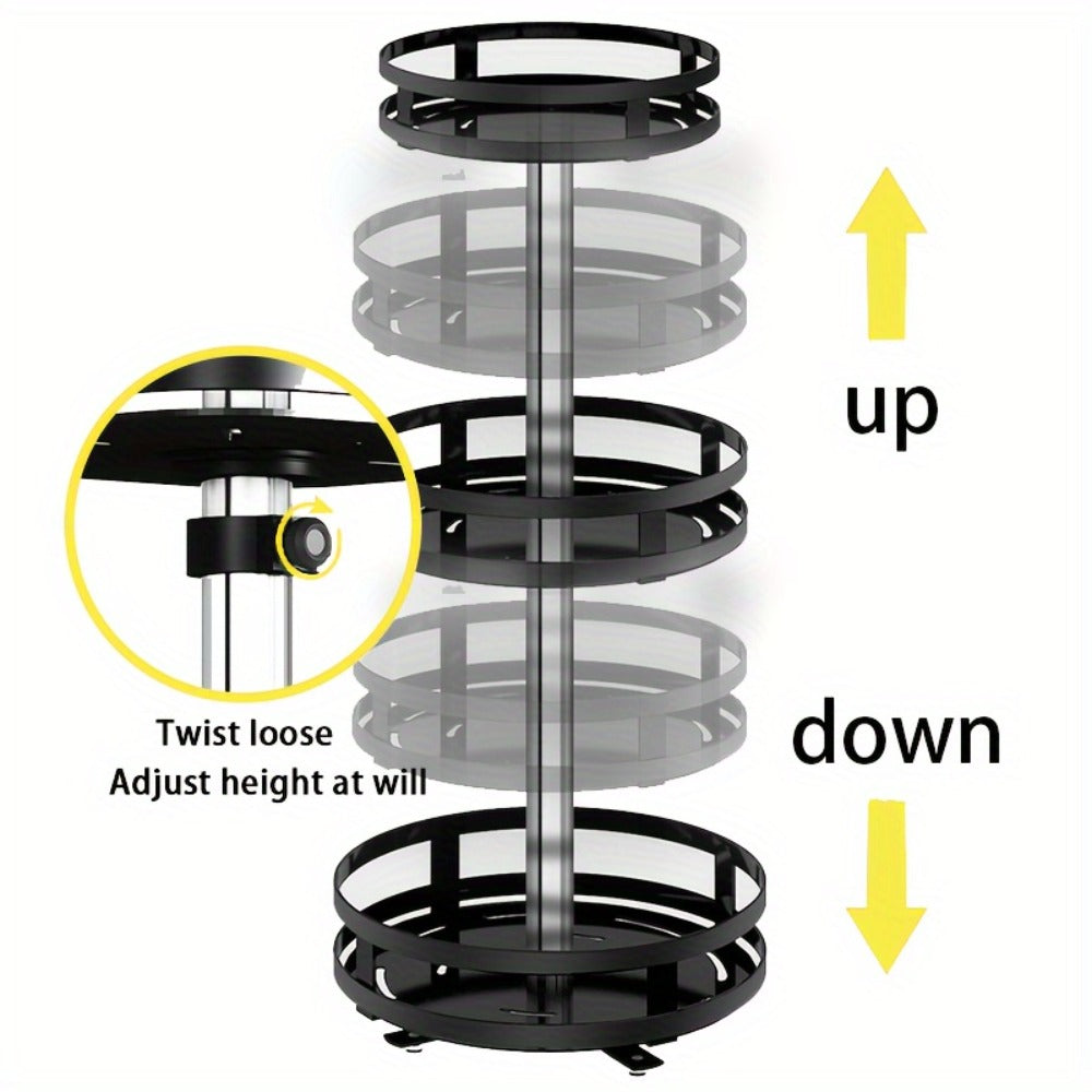 Rotating Spice Rack Kitchen Organizer with One, Two or Three Metal Tiers and 360-Degree Turntable Base