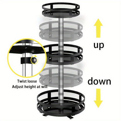 Rotating Spice Rack Kitchen Organizer with One, Two or Three Metal Tiers and 360-Degree Turntable Base