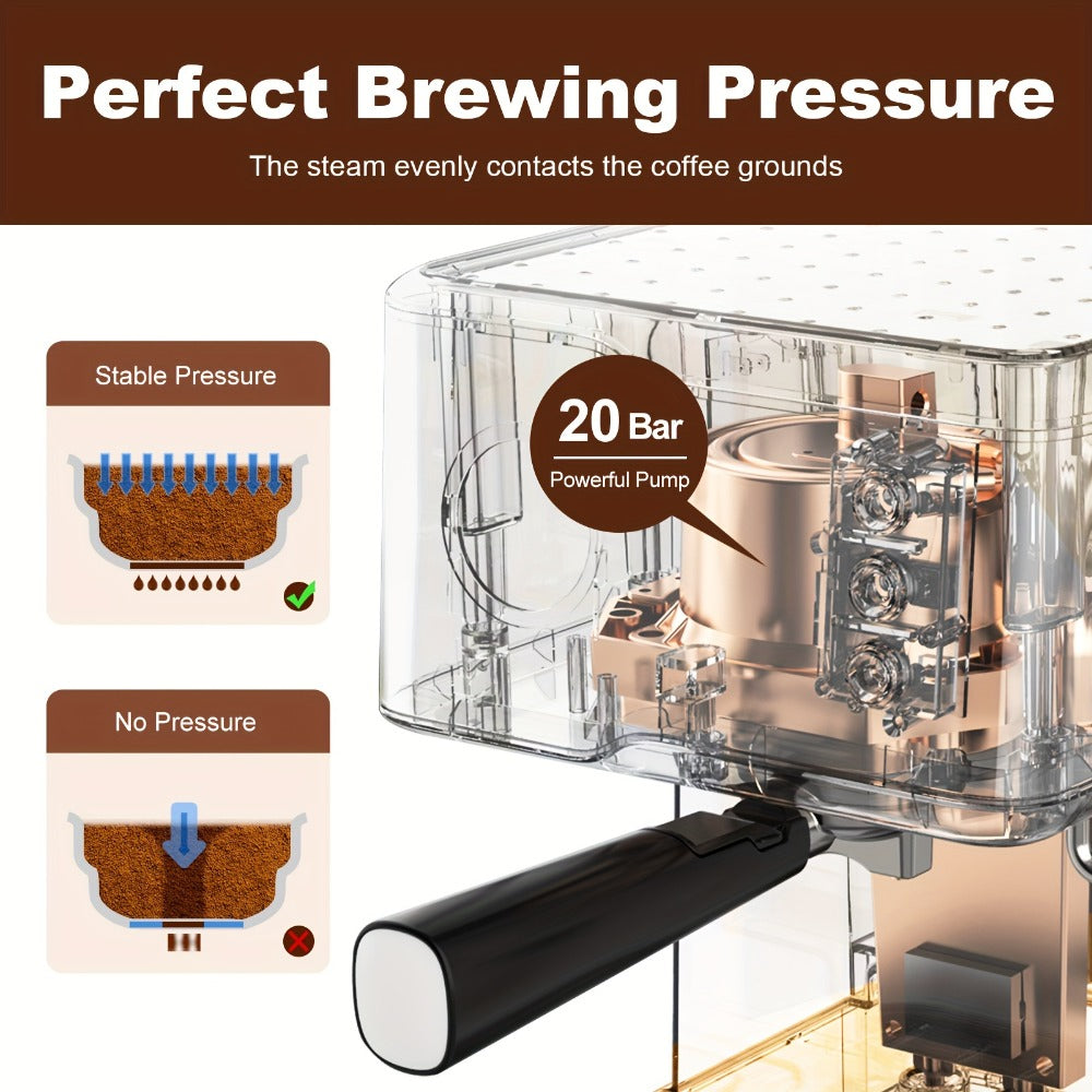 20 Bar Espresso Machine 950W, Stainless Steel Espresso & Cappuccino Latte Maker with Steam Wand Milk Frother