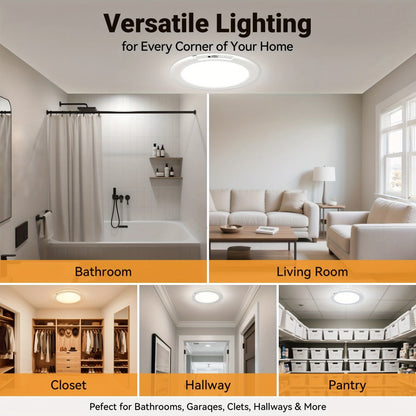 Rechargeable LED Ceiling Light with Motion Sensor, Remote Control Dimmable, 3 Color Temps 3000K/4500K/6500K