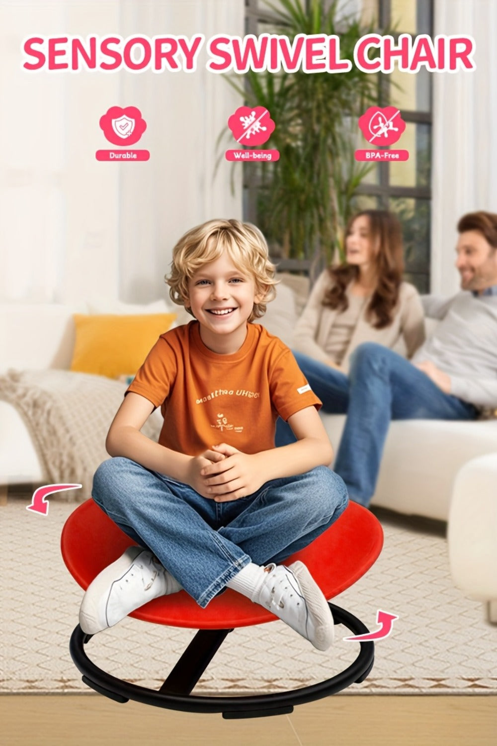Kids Sit & Spin Sensory Chair, Sturdy Motor Skills Trainer for Sensory Play, Indoor & Outdoor Use