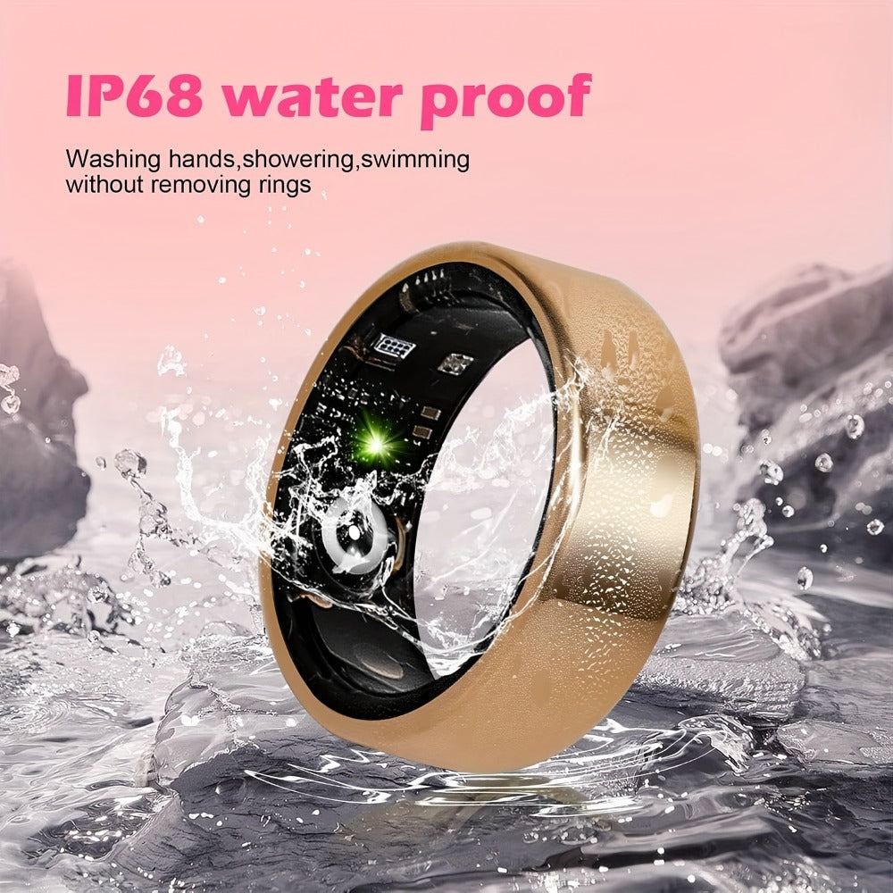 Smart Ring Health & Fitness Tracker Titanium – IP68 Waterproof, Sleep Heart Rate Step Calorie Stress Monitor, BLE 5.3 Magnetic Charging