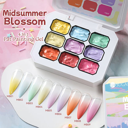 Gel Nail Polish 4-in-1 Nine-Color Palette for Ombre, Stamping, Painting and Powder Nail Art