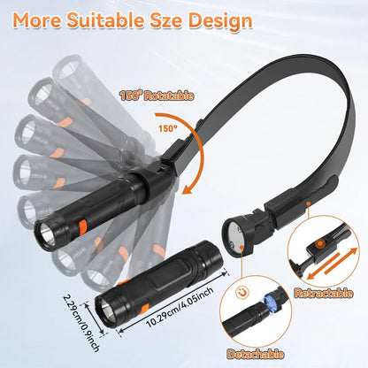 Hands-Free Neck Light LED Wearable Reading Light with Magnetic Base & Flexible Design, Portable Book Light for Reading
