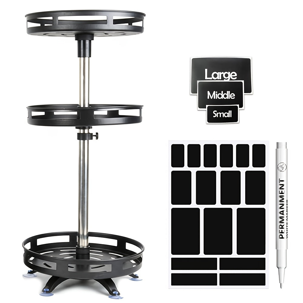 Rotating Spice Rack Kitchen Organizer with One, Two or Three Metal Tiers and 360-Degree Turntable Base