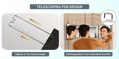 3 Way Mirror for Self Hair Cutting 360° Trifold Barber Mirror Set – Anti-Fog HD Glass, Oil-Rubbed Finish