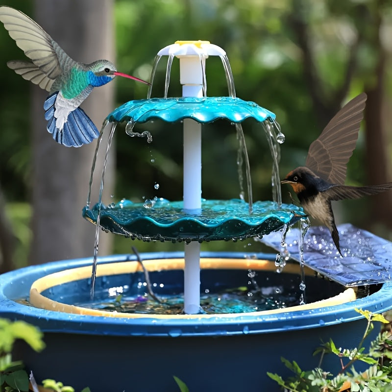 Three-Tier Solar Bird Bath Fountain with 3.5W Dark Green Option and Detachable Cascade Components