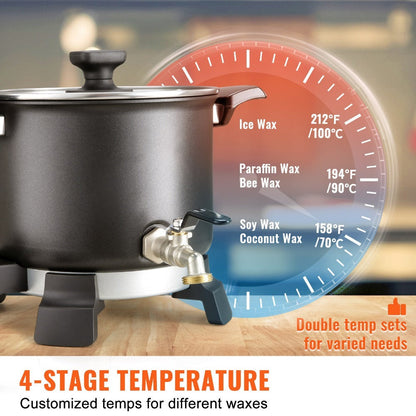 Wax Melter for Candle Making 5.5L Large Electric Wax Melting Pot with Easy Pour Spout, 1200W Fast Heating