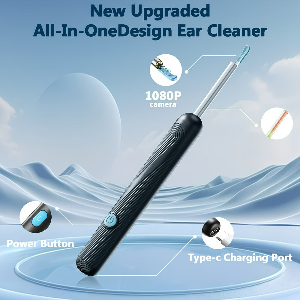1080P-Marked Visual Ear Camera Kit with Six LED Lights, USB Charging and Black or White Accessory Sets