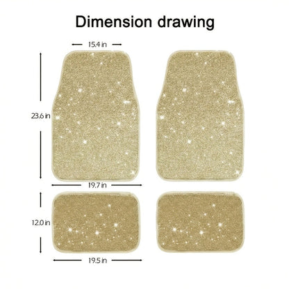 Crystal Bling Car Floor Mats for Women – Sparkling Diamond & Flash Glitter Universal Non-Slip Waterproof Auto Floor Pads