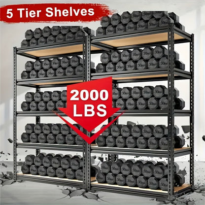 Metal Shelving Unit 72 Inch, Adjustable Steel Storage Rack for Garage, Warehouse, Home & Office, Industrial Style Utility Shelf