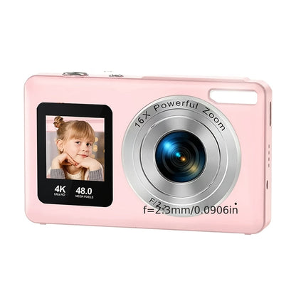 4K Dual Screen Digital Camera 18X Zoom Vlogging Camera with Anti-Shake 64GB Card & 2 Batteries