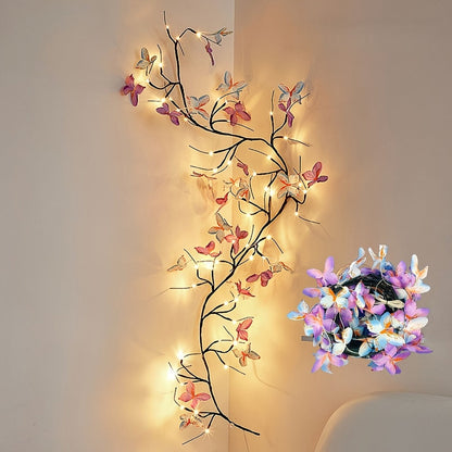 String Lights, 30-LED Butterfly Vine Fairy Branch with Eight Modes, USB Power and Warm White Indoor Glow