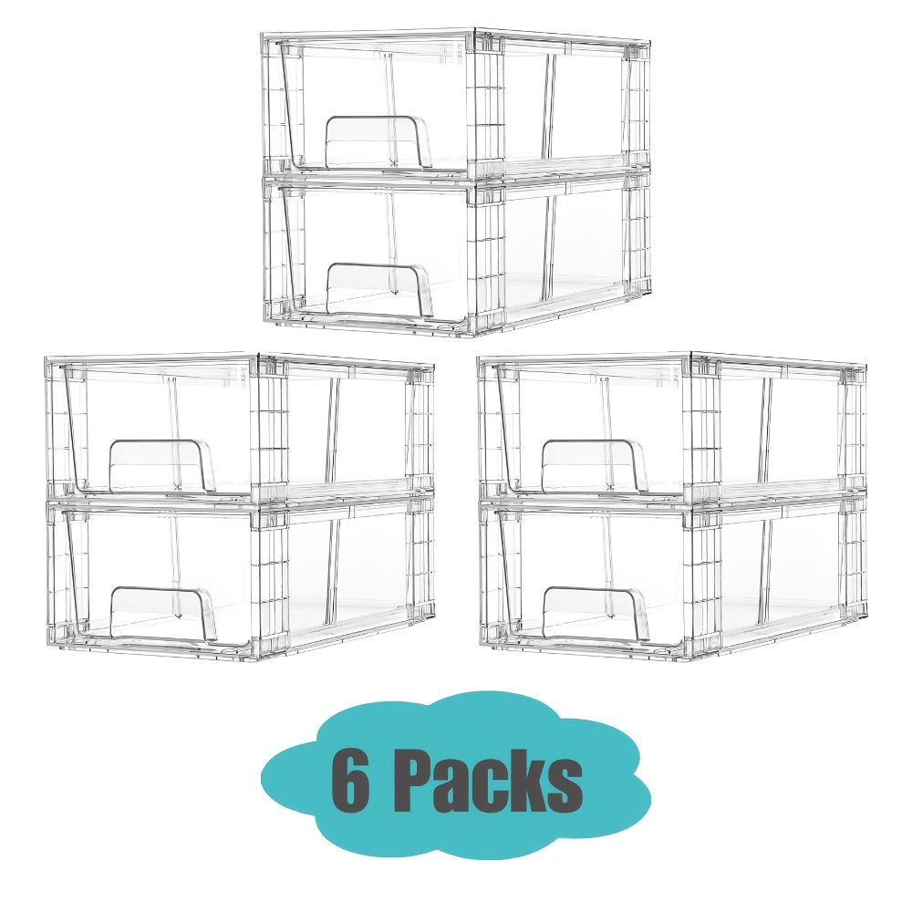 Clear Acrylic Storage Drawers with Handles – Stackable Refrigerator and Pantry Organizer Bins for Snacks Fruits and Vegetables