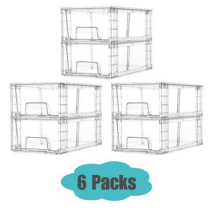 Clear Acrylic Storage Drawers with Handles – Stackable Refrigerator and Pantry Organizer Bins for Snacks Fruits and Vegetables