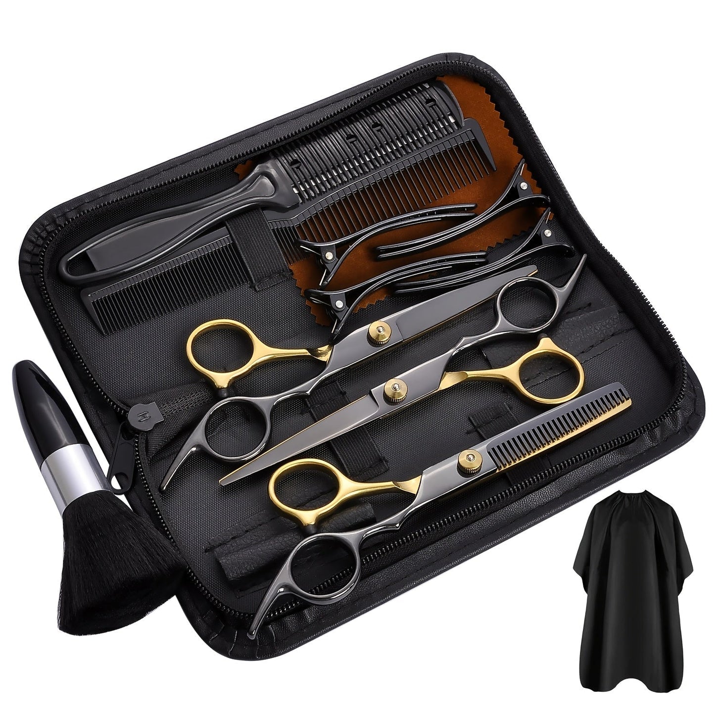 Hair Cutting Scissors Kit 13 Piece – Professional Barber Shears Set with Thinning Shears, Blending Scissors & Accessories