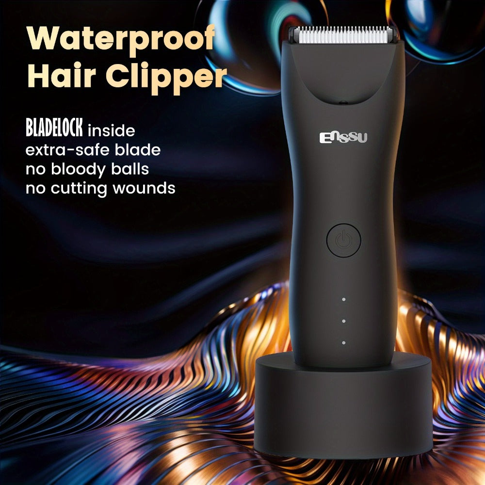 Electric Body Hair Trimmer for Men and Women with Replaceable Ceramic Blade in Blue or Black