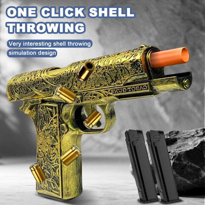 Shell-Ejecting Toy Foam-Dart Blaster with Engraved Body, Two Magazines and Four Color Options