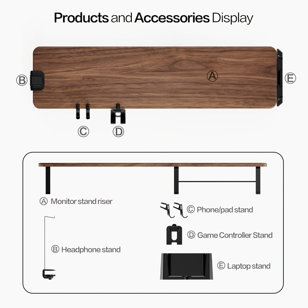 Monitor Stand Organizer with Headset Holder Phone Stand & Game Controller Holder, Versatile Desktop Riser for Computer Monitor Laptop