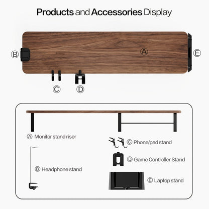 Monitor Stand Organizer with Headset Holder Phone Stand & Game Controller Holder, Versatile Desktop Riser for Computer Monitor Laptop