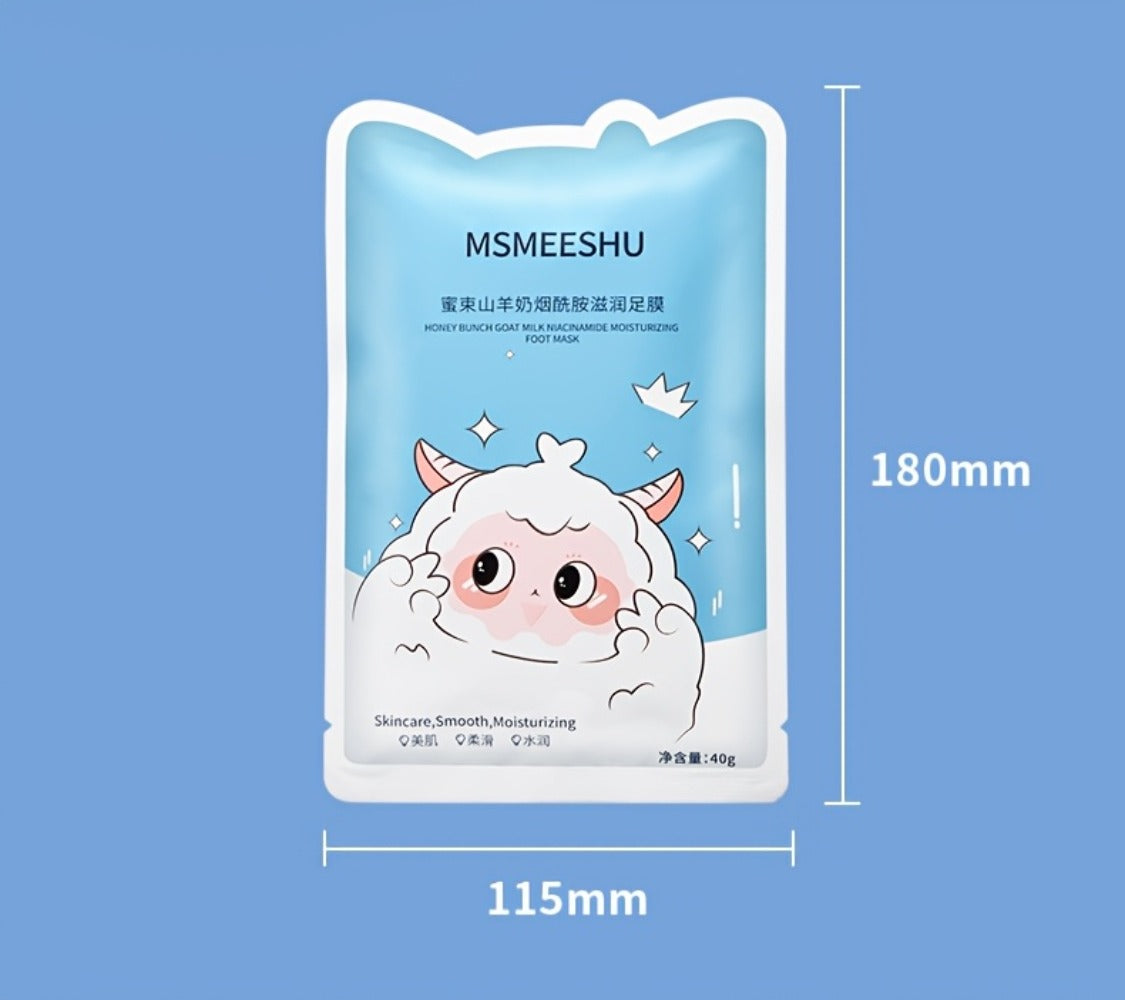 Moisturizing Foot Mask Socks with Goat Milk, Niacinamide & Ceramides – Exfoliating Cracked Heel Treatment