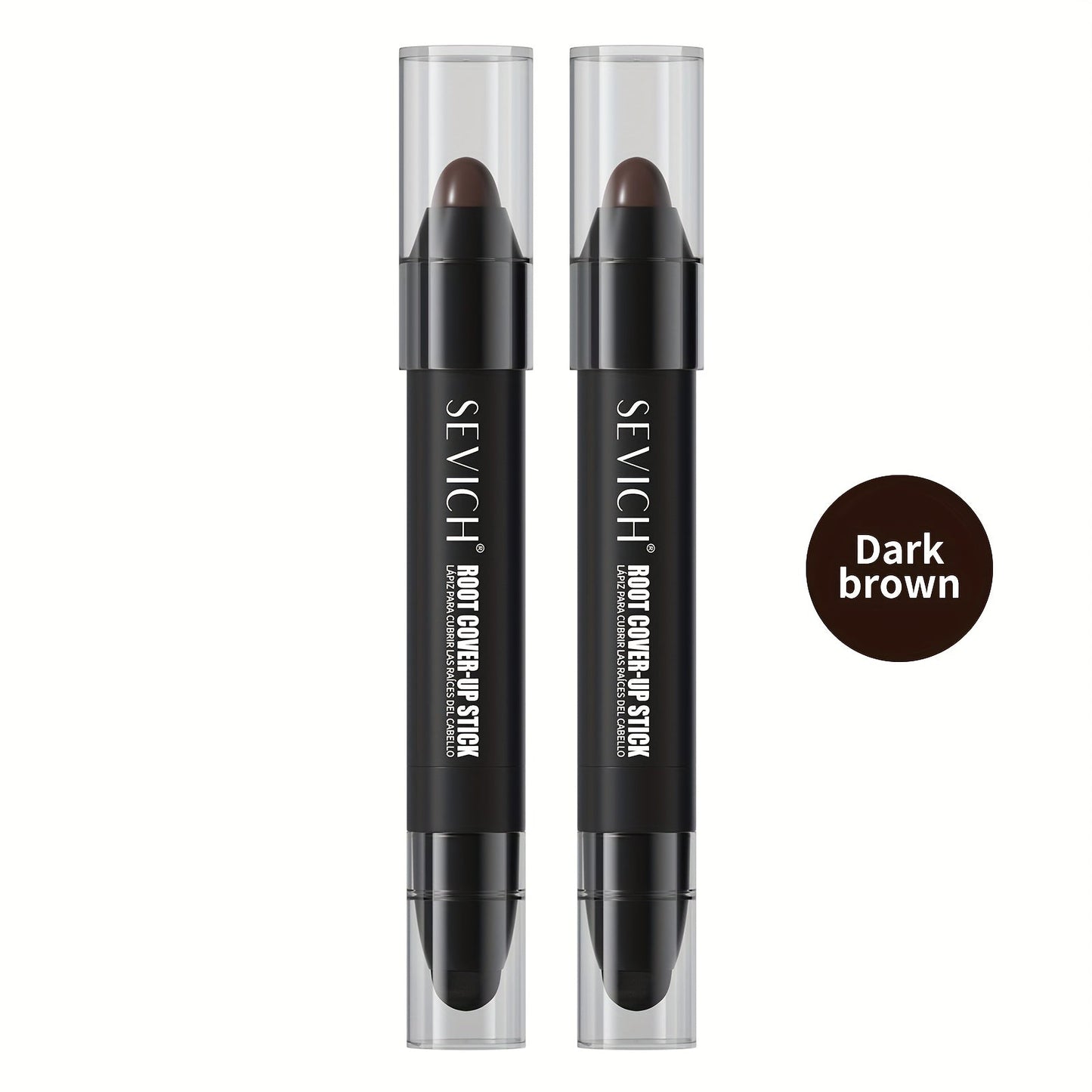 Instant Gray Root Coverage Stick for Men 2-Pack Sevich Beard & Hairline Color Pen, Sweat-Proof Precise Application Black & Dark Brown