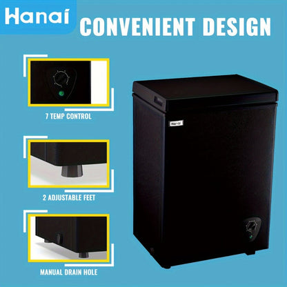 Chest Freezer, Compact Mini Deep Freezer with 7-Level Temperature Control (-11.2°F to 50°F), Low Noise R600a Compressor