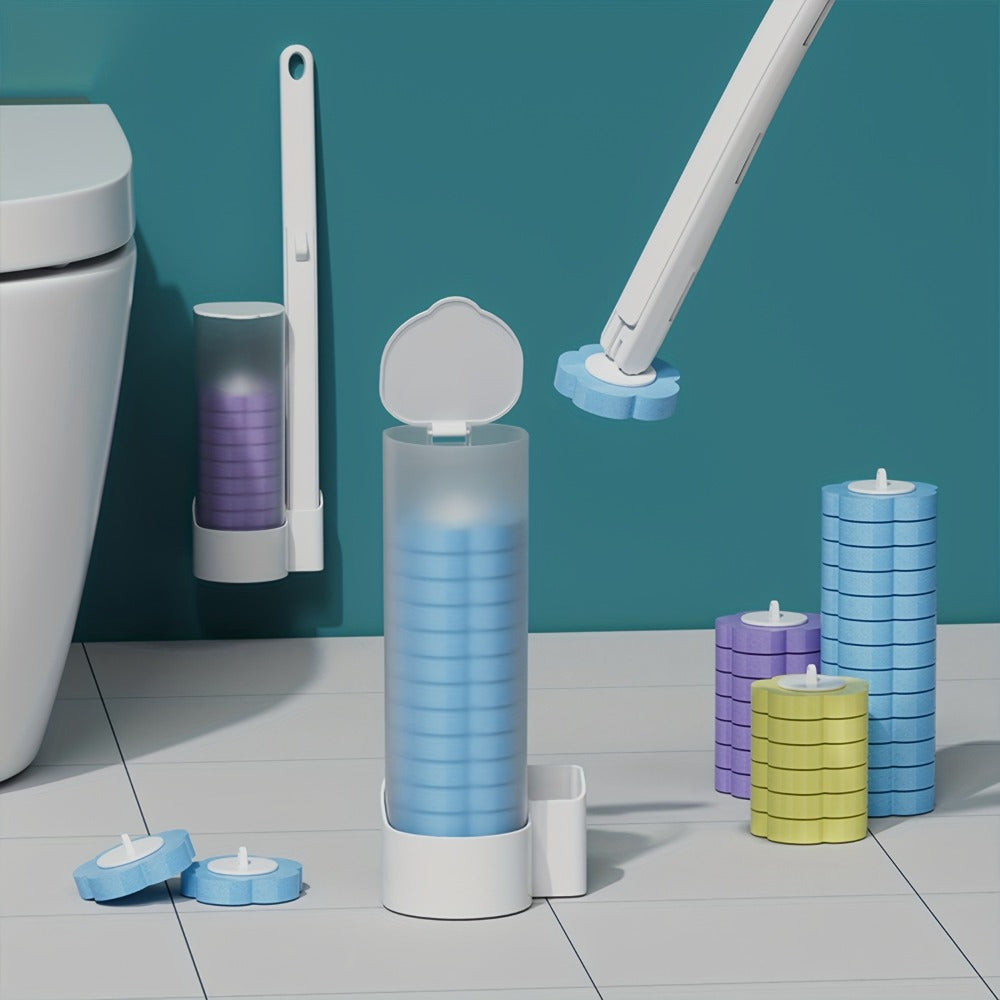 Disposable Toilet Brush Set with Replaceable Heads – 7-Piece Bathroom Cleaning Kit, Portable & Durable