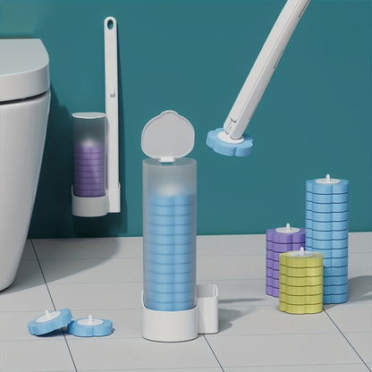 Disposable Toilet Brush Set with Replaceable Heads – 7-Piece Bathroom Cleaning Kit, Portable & Durable