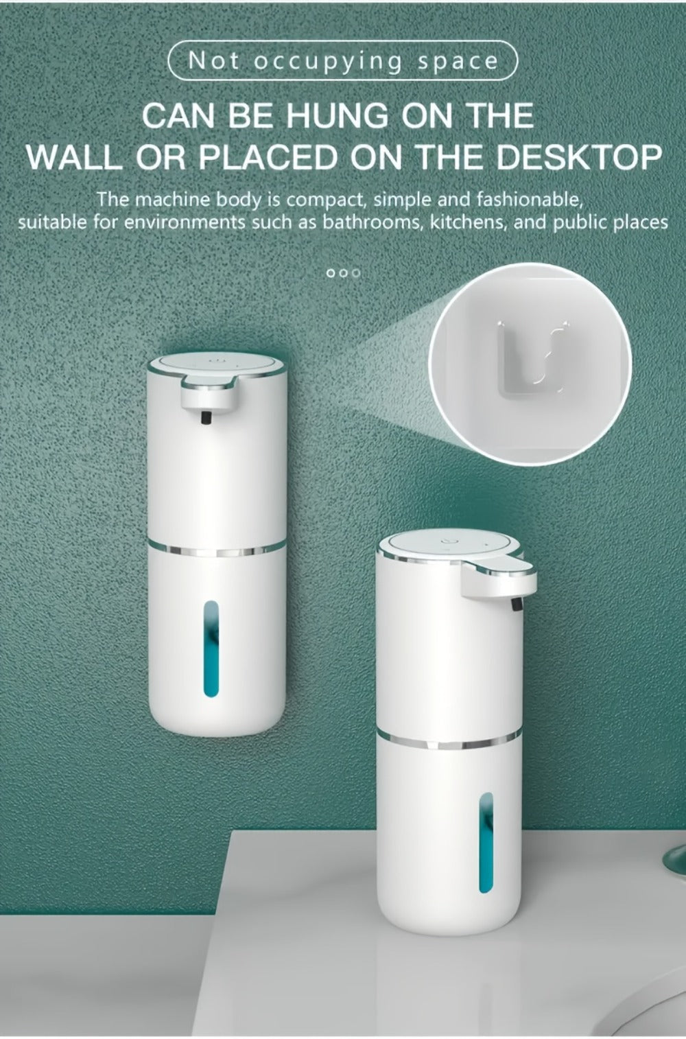 Foam Soap Dispenser Wall Mount Touchless 400ml USB Rechargeable IPX5 4 Adjustable Levels for Home Cooking, Dining and Outdoor Meals