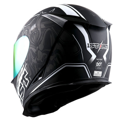 Motorcycle Helmet Full-Face Shell with Tinted and Spare Clear Shields, Quick-Release Buckle, Nine Styles and S-XL Sizes