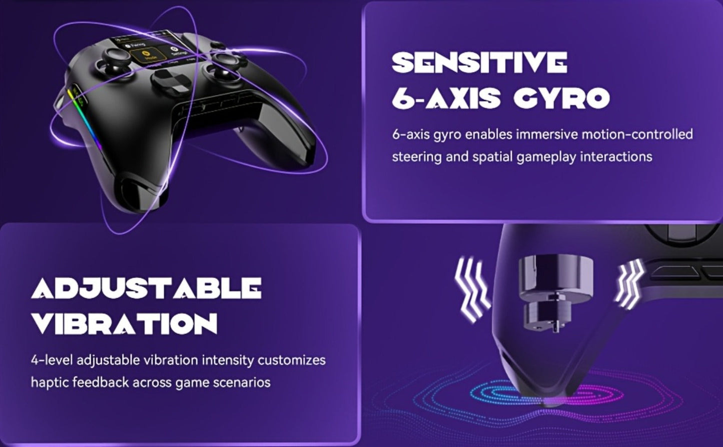Hall Effect Wireless Gaming Controller V2 Black, Interactive Screen, RGB Lighting, Remappable Buttons
