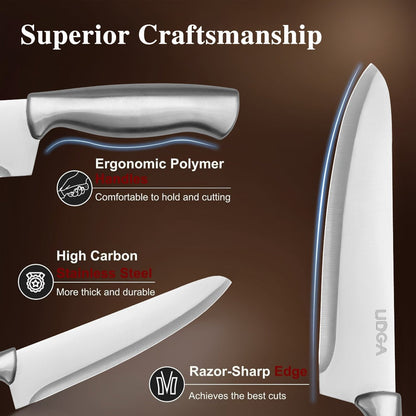 Stainless Steel Kitchen Knife Set Chef Knife Damascus Black Knife Block for Home Cooking, Dining and Outdoor Meals