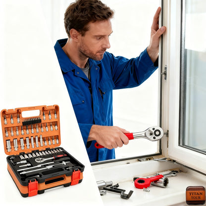 Professional Socket Wrench Tool Set 999 Piece 1/4 3/8 1/2 Drive Ratchet Set with S2 CR-V Sockets for Car Bicycle and Mechanical Work