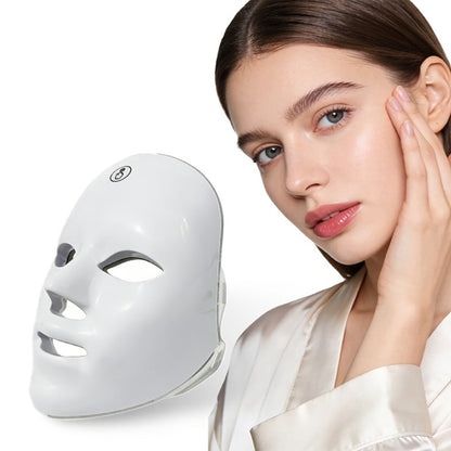 LED Facial Beauty Device 7-Color Light Therapy Portable At-Home Skincare Tool for Bath Time, Home Spa and Personal Care