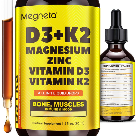 Vitamin D3 Liquid Drops 10000 IU with K2 MK-7 120mcg Magnesium Zinc Vitamin B2 for Bath Time, Home Spa and Personal Care