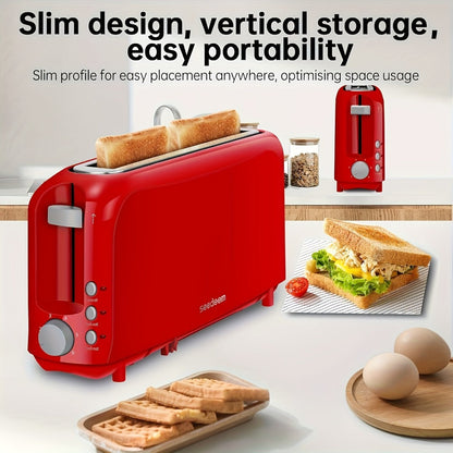 750W Slim Two-Slice Toaster with Six Shade Settings, Reheat, Defrost, Crumb Tray and Six Color Options