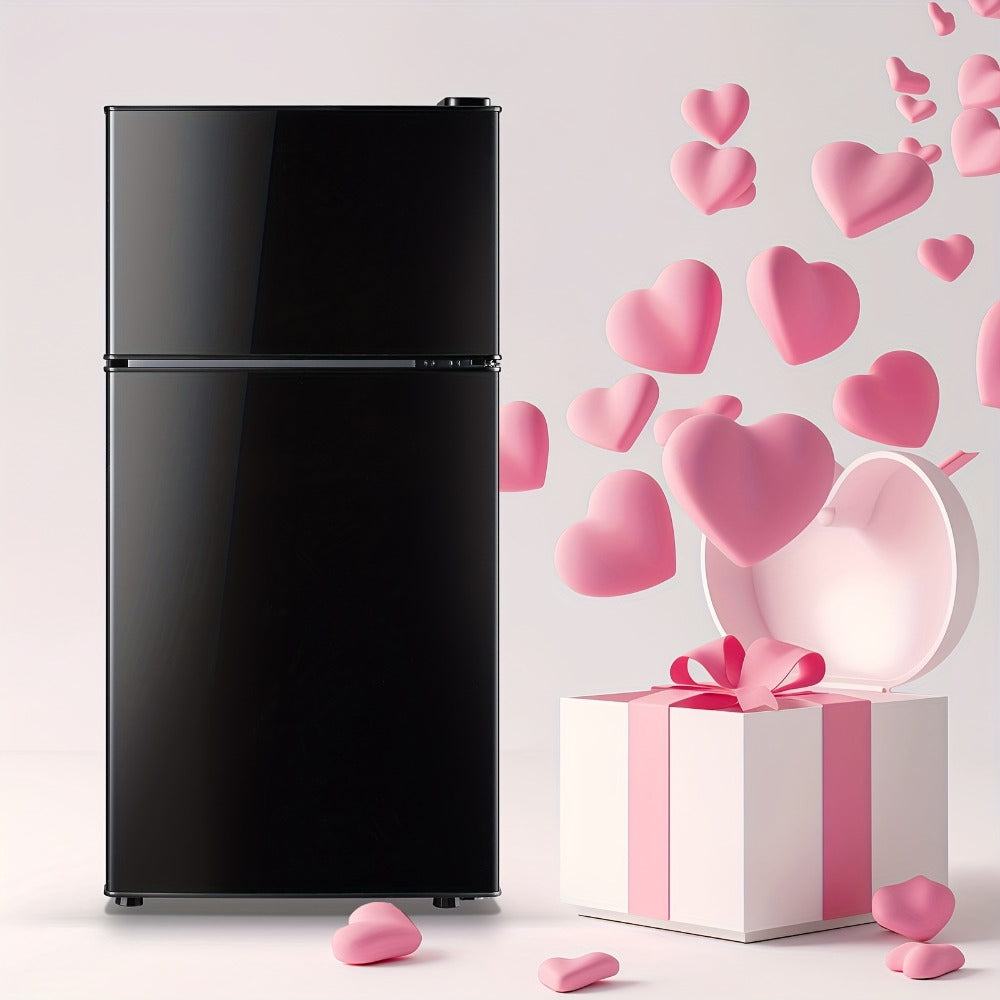 Compact Refrigerator, 3.2 Cu Ft Single Door Mini Fridge with 4-Layer Storage, Removable Shelves, Crisper Drawer & Adjustable Temperature